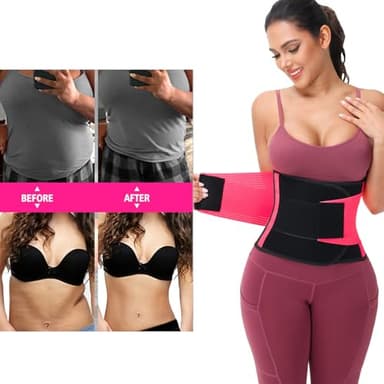 VENUZOR Waist Trainer Belt for Women - Waist Cincher Trimmer - Slimming Body Shaper Belt - Sport Girdle Belt (UP Graded)(Hot Pink,Small) - Image 3