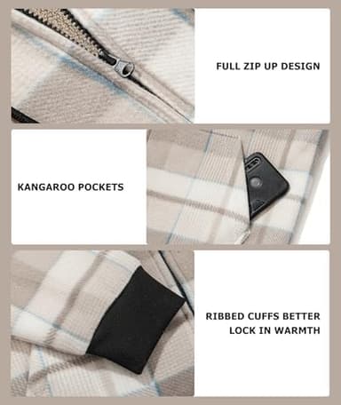 ZITY Heavy Thick Hoodies for Men Plaid Flannel Warm Sherpa Fleece Lined Winter Full Zip Up Coat - Image 6