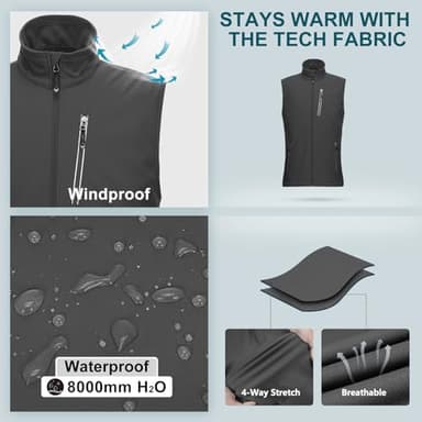 33,000ft Men's Windproof Lightweight Golf Vest Outerwear with Pockets, Softshell Sleeveless Jacket for Running Hiking Sports - Image 4