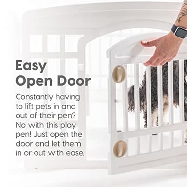 IRIS USA 24" 6-Panel Dog Playpen with Door, 61 x 61 x 24, Puppy Playpen, Dog Play Pen Indoors, Pet Fence, Puppies/Small Dogs, White - Image 7