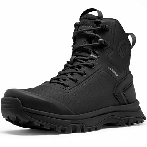 Coostar Tactical Boots for Men Lightweight Military Combat Boot Side Zipper Motorcycle Hiking Work Boots Waterproof 8 Inches Black Size 9.5 - Image 1