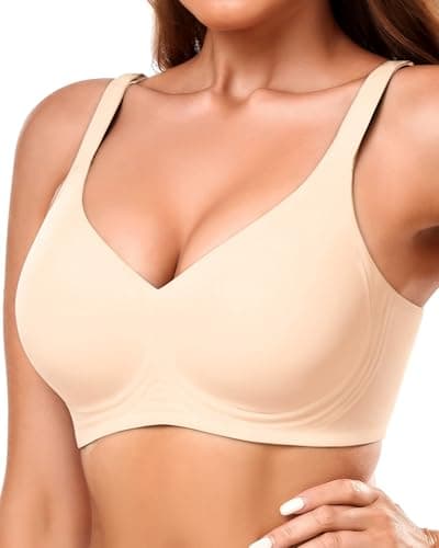 Gailife Smooth Wireless Bras for Women No Underwire Comfort Seamless Supportive Bra Raceback Push Up Bralettes Full Coverage -ND,M Nude - Image 1
