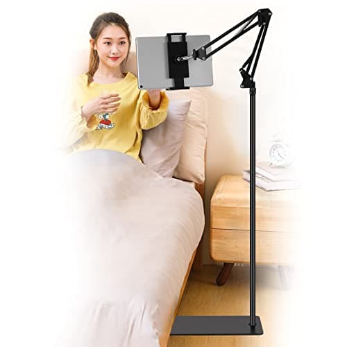 SAMHOUSING Tablet Floor Stand, Adjustable Universal 360-degree Rotatable Metal Tablet Holder, Phone Stand for iPad/iPhoneX/iPad Pro or Other 4.7~12.9 Inch-Screen Devices (Black) - Image 1