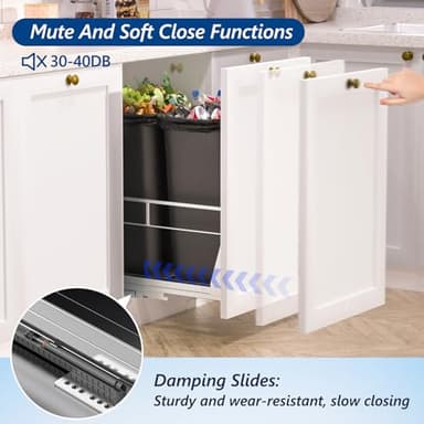 Insputer Dual Pull Out Trash Can Under Cabinet with Soft-Close Slides, Heavy Duty Under Sink Trash Can Kit for Kitchen Sink, Laundry, Garbage Can Not Included, Requires 17" W X 24" D Cabinets - Image 6