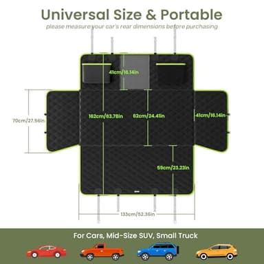 Dog Car Seat Cover for Back Seat, Waterproof Leather Fabric Back Seat Extender for dogs 52.4 * 24.4in, Foldable in The Car, Hard PVC Panels Bottom Support to 330 lbs, for Cars/Mid-Size SUV/Small Truck - Image 9