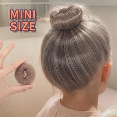 FANDAMEI Donut Bun Makers- 4PCS Extra Small 4 PCS Small Hair Bun Maker for Kids, Ballet Bun Donuts for Hair, with 5 Elastic Hair Ties and 40 Pins (Tan Brown) - Image 3