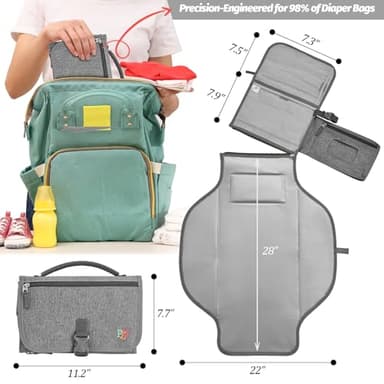 PZU Portable Diaper Changing Pad - Changing Pad Portable with Wipes Pocket, Waterproof Diaper Changing Mat, Portable Changing Pad for Baby, Newborn Gift（Grey） - Image 2