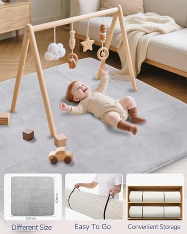 SEPARO Thick Baby Play Mat for Floor,50 x 50 Playpen Mat,Tummy Time Foam Mat,Ultra Soft Support & Plush Feel,Easy Care with Non-Slip Cushioned for Infant,Kids and Toddler Crawling,Grey - Image 7