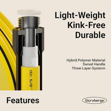 Garden Hose 75 ft, Flexible Water Hose with 5/8" Inner Diameter, Lightweight Hybrid Rubber Hose, 3/4" Leak-Resistant Aluminum Fittings, High Flow for Yard & Garden Use - Image 3