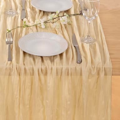 MLMC Champagne Cheesecloth Table Runner 10ft Sand Rustic Fall Gauze Cheese Cloth Table Runner 35x120 Inches for Farmhouse Cozy Holiday Outdoor Events Home Decor - Image 6