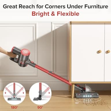 HOUSBRUSH Cordless Vacuum Cleaner with Self-Standing, Powerful Stick Vacuum Cleaners for Home, 8-in-1 Lightweight Rechargeable Vacuum, 7-Layer Filtration,Ideal for Carpet, Pet Hair, Hardwood Floors - Image 7