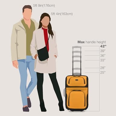 U.S. Traveler Rio Fabric Expandable Carry-on Luggage, Rolling Suitcase, Orange, 2 Wheel Set - Image 6