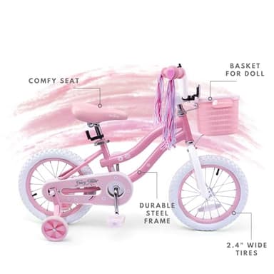bicystar Girls Bike for Kids 3-5, Kids Bike with Training Wheels, Basket, Coaster Brake, Streamers, 12 inch Pink Pedal Bike for Kids, Birthday Gift - Image 5