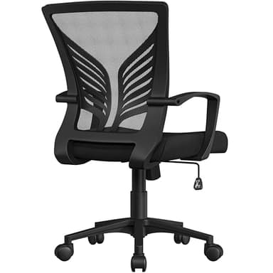 Yaheetech Mesh Office Chair Desk Computer Chair Ergonomic Mid Back with Lumbar Support Adjustable Height for Home Office, Black - Image 1