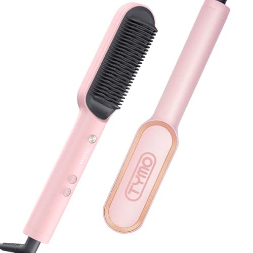 TYMO Ring Hair Straightener Brush – Hair Straightening Iron with Built-in Comb, 20s Fast Heating & 5 Temp Settings & Anti-Scald, Perfect for Professional Salon at Home, Sakura Pink - Image 1