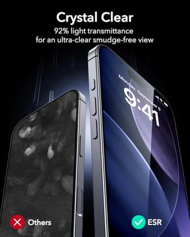 ESR 3 Pack for iPhone 17/iPhone 16 Pro Screen Protector, [9H Hardness] [Military Grade Shatterproof] Full Coverage Tempered Glass Film with Easy Installation Tool, HD Clear, Scratch Resistant - Image 6