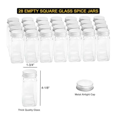 SpaceAid Spice Rack Organizer with 20 Spice Jars, 386 Spice Labels, Chalk Marker and Funnel Set for Cabinet, Countertop, Pantry, Cupboard or Door & Wall Mount - 20 Jars, 9.8" W × 10.8“H, Black - Image 5