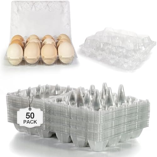 Pintuson 50 Pack Egg Cartons Cheap Bulk 12 Count - Holds 1 Dozen Clear Blank Egg Cartons for Chicken Eggs - Clear Empty Chicken Egg Carton for Fresh Medium Eggs - Image 1