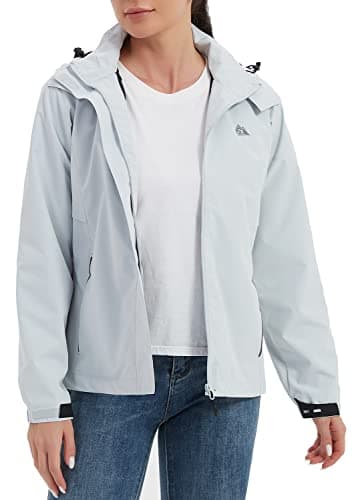 MOERDENG Women's Waterproof Rain Jacket Lightweight Raincoat Hooded Hiking Jacket Softshell Windbreaker - Image 4