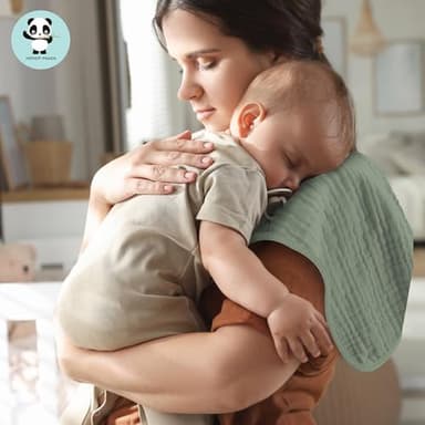 HIPHOP PANDA Muslin Burp Cloths, 10 Pack - Large 20" X10" - Ultra Absorbent and Soft 100% Cotton Baby Essentials Drool Rags and Messes for Newborn - Colorful Designs for Boy Girl, Gray Navy Fusion - Image 5