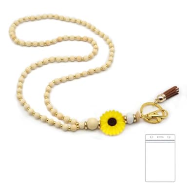 Liohoen Lanyards for Id Badges Women Cute Teacher Lanyard with Id Holder Lanyards for Beaded Keychain Lanyard Lanyard String (Yellow) - Image 1