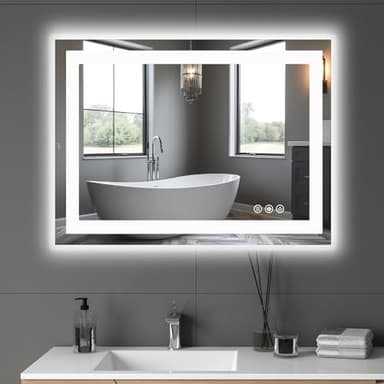 Sweetcrispy 36"x 24"LED Bathroom Vanity Mirror for Wall with Anti-Fog, Dimmable Rectangle Mirrors with Front Light and Backlit, Memory Function, Tempered Glass, Shatter-Proof, Horizontal& Vertically - Image 7