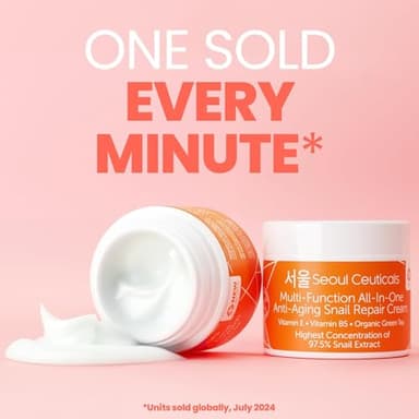 SeoulCeuticals Large 4oz 97.5% Snail Mucin Moisturizer Cream Korean Skin Care - K Beauty Skincare Day & Night Snail Repair Cream Filtrate Cruelty Free - Image 2