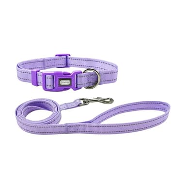 Olahibi Dog Collar Leash Set, Durable Nylon with Reflective Stripes, 5ft Matching Leash, for Small Dogs.(S, Purple) - Image 1