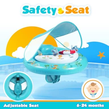 Baby Pool Float with Canopy UPF50+ Sun Protection, Inflatable Kids Pool Floats with Toy Play Console for Baby 6-36 Months, Infant Swimming Float with Adjustable Safety Seat for Boys Girls - Image 4