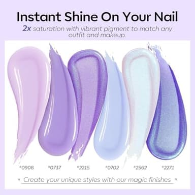 modelones Gel Nail Polish Set, 6 Colors White Blue Shimmer Violet Mermaid Hema Free Purple Summer Glitter Periwinkle Nails Soak Off Led Nail Gel Polish for Women Girl DIY Nail Art Gift - Image 7
