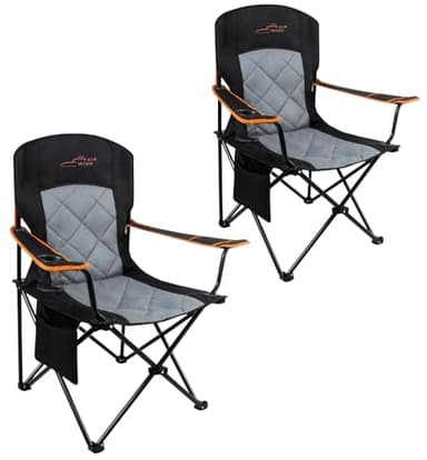 FAIR WIND 2 Pack Oversized Fully Padded Camping Chair Heavy Duty Quad Fold Arm Chair Support 350 LBS with Cup Holder, Collapsible Lumbar Back Chair Portable for Outdoor, Black - Image 1