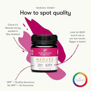 New Zealand Honey Co. Raw Manuka Honey UMF 20+ / MGO 829+ | UMF Certified Raw Medical Grade Honey | 8.8oz - Image 6