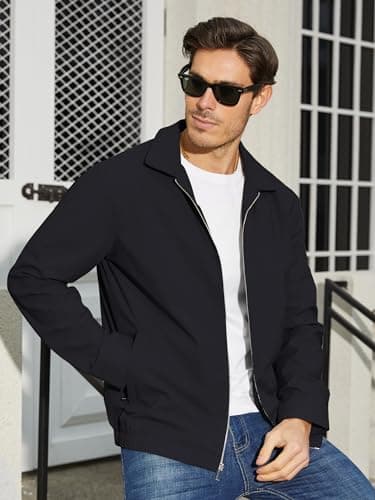 TACVASEN Mens Jacket Lightweight Windbreaker Jacket Business Casual Stylish Zip Up Work Coat for Fall and Spring Black - Image 4