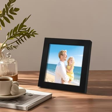 Picture Frames 5x5 2 Pack Made of Solid Wood Black for Wall Mounting and Tabletop Display - Image 4