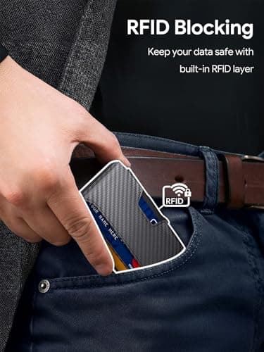 SEMORID Wallet for Men, Mens Wallet Minimalist Slim Wallet, RFID Blocking Smart Pop Up Wallet with Money Clip & ID Window, Metal Compact Wallet, Aluminum Credit Card Holder Wallet - Image 3