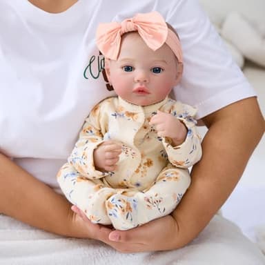 MYREBABY 17" Realistic and Cute Reborn Baby Girl Zoey Opened Her Eyes, Handmade Lifelike Reborn Doll, Advanced Painted Vinyl Gift Set for Kids Age 3+ - Image 2