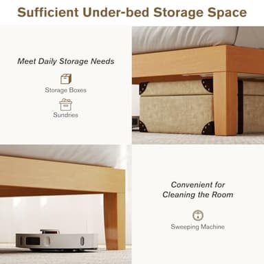 Sweetcrispy Solid Wood Bed Frame, Twin Size Bed Base with Wood Slat Support, Sturdy, Stylish & Noise-Free Design, No Box Spring Needed, Easy Assembly, 12 in Natural Pine - Image 4