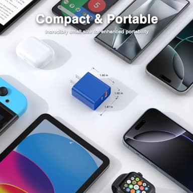 2 Pack USB C Charger, 20W PD Fast Charger Dual Port Plug Type C Charger Compatible for iPhone 16/15/14/1312/11/Pro/Pro Max/Plus/X/SE3 iPad Pro Cube,Galaxy S25/S24 Dark Blue - Image 5