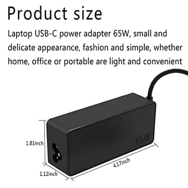 Dzytnsy USB-C 65W 45W AC Replacement Charger Compatible with Lenovo ThinkPad T480 T490 T580 ADLX65YDC2A ADLX65YLC2D ADLX65YDC3A ADLX65YDC2D chromebook 2nd Gen S330 65W Laptop Power Supply Adapter Cord - Image 4