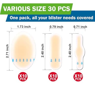 30 Pack Hydrocolloid Blister Bandages for Feet – Waterproof Hydrocolloid Bandages for Heel, Toe & Blister Prevention, Skin-Friendly Adhesive - Image 6