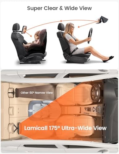 Lamicall Baby Car Mirror for Backseat - [2025 Safest Triangle Hook Clip] Acrylic Car Seat Mirror for Rear Facing, 360° Rotation & Wide Clear View, 3S Quick Install, Newborn Baby Essentials Accessories - Image 3