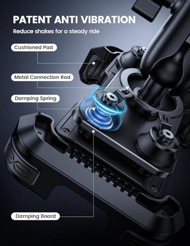 Lamicall Motorcycle Phone Mount Holder - [Dual Vibration Dampener] [Metal Adjustment Arm] Motorcycle Cell Phone Holder, Bike Handlebar Phone Mount, for iPhone 16/15/ 14/13 Pro Max, 4.7-6.7" Phones - Image 3