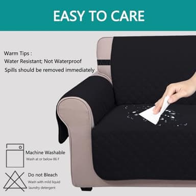 U-NICE HOME Oversized Sofa Cover Reversible Couch Cover for Dogs with Elastic Straps Water Resistant Furniture Protector for Pets Couch Cover for 4 Cushion Couch (Oversized Sofa, Black/Black) - Image 5