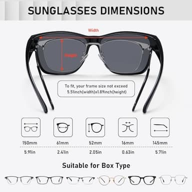 Wzerry Polarized Fit Over Glasses Sunglasses, Wear Over Sunglasses Wrap Around Shades for Men Women UV400 Pretection - Image 3