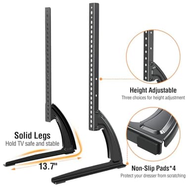 ELIVED Universal Table Top TV Stand for Most 27 to 55 inch LCD LED Plasma Flat Screen TVs, TV Base Height Adjustable Leg Stand Holds up to 88 lbs, VESA up to 800x400mm, YD1014 - Image 4