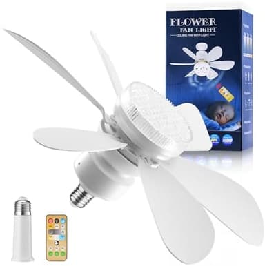 Socket Fan Light - Ceiling Fans with Lights and Remote/Socket Extender,Adjustable brightness and 3 color temperature of lighting Wind Ceiling Fan for Bedroom, Kitchen, Living Room (Crystal - Image 2