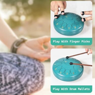 Steel Tongue Drum Musical Percussion Instrument, Rain Drum for Outside - Musician Gift for Family and Friends (Malachite, 13 Notes 6 Inches) - Image 4