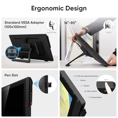 Drawing Tablet with Screen XPPen Artist 22R pro Computer Graphics Tablet 120% sRGB with Battery-Free Stylus Full-Laminated Technology, 21.5 inch Pen Display with 20 Shortcut Keys & 2 Red Dial(Black) - Image 7