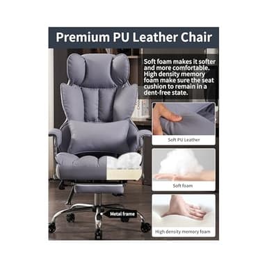 Efomao Big and Tall Office Chair 400LBS, Heavy Duty Executive Office Chair with Foot Rest, Home Office Desk Chairs, Purple Big Tall Computer Chairs - Image 6