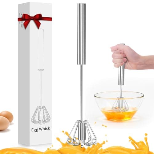 OOKUU Stainless Steel Egg Whisk, Semi Automatic Whisk Blender - Versatile Tool for Blending, Whisking, Beating & Stirring (12in) - Image 1
